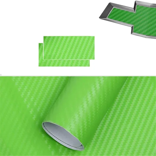 Miniatura 10 de XYC Compatible con 2 piezas de fibra de carbono para Chevrolet, hojas de superposición de emblema de Chevy Bowtie, vinilo adhesivo para envolver
