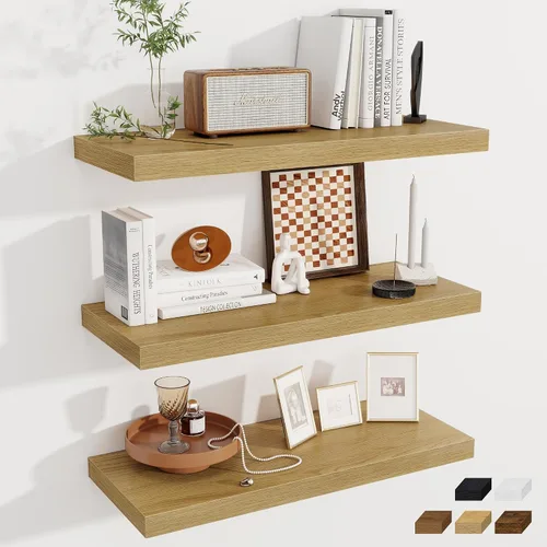 Miniatura 40 de Fun Memories Estantes flotantes de 12 pulgadas de profundidad, estantes de pared de madera de 16 x 12 pulgadas, estante de almacenamiento rústico