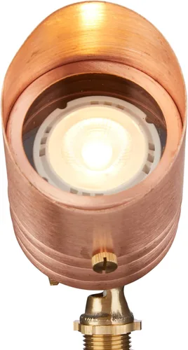 Miniatura 2 de VOLT Fat Boy - Foco exterior de cobre sólido de 12 V con bombilla LED MR16 de 5 W, 2700 K, luz blanca cálida (400 lúmenes) para iluminación de bajo