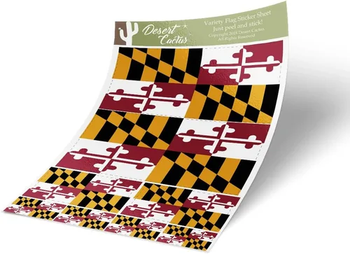 Calcomanías de la bandera del estado de Maryland, paquete de 8 unidades en total con logotipo de niños, álbum de recortes, MD para automóvil,