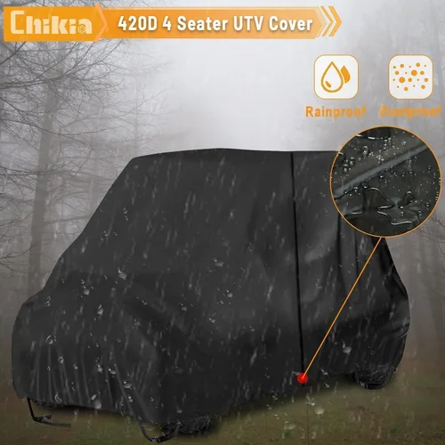Miniatura 3 de Chikia UTV - Funda impermeable para 4 a 6 plazas, con cremallera, compatible con Polaris Ranger Crew General RZR XP 4 Can am Commander MAX Defender