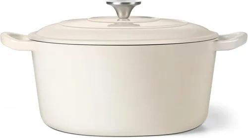 Miniatura 16 de TeamFar 6QT Horno Holandés con Tapa, Olla de Cocina de Hierro Fundido Esmaltada Antiadherente para Guisar, Hornear, Brasear, Apto para Varias Azul