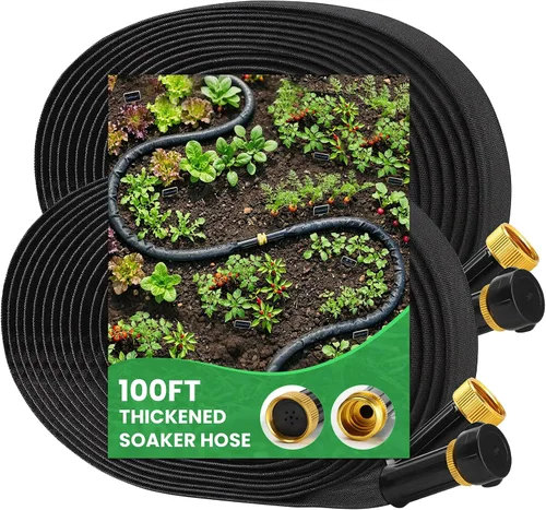 Miniatura 10 de MIXC 2025 - Manguera de remojo plana y engrosada de 50 pies con junta de cobre, sello de aluminio, manguera de 1 mm de espesor, mango giratorio