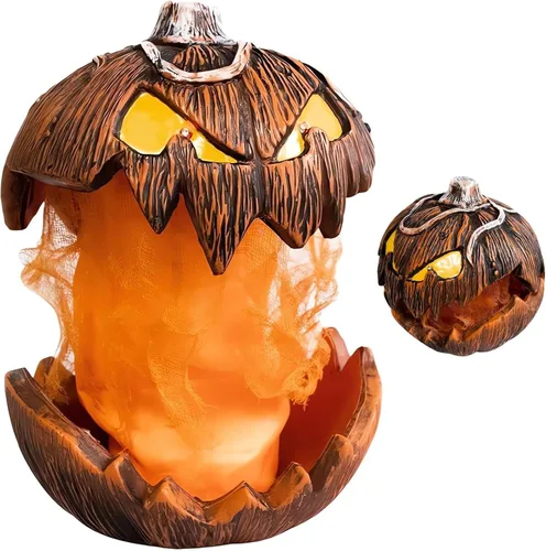 Iluminación de calabaza de calabaza de Halloween – Decoración de calabaza de Halloween 2023, decoración de calabaza de Halloween con boca abierta