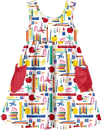 Miniatura 11 de Vieille Vestido sin mangas para niñas pequeñas, lindo vestido de verano con bolsillo, 2-7 años