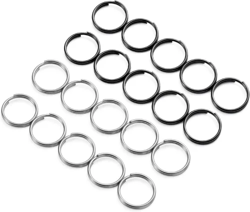 Miniatura 9 de FEGVE Llaveros de titanio, anillos divididos, llaveros pequeños no magnéticos, anillos de salto, 15 piezas, mezcla de 10/12/0.551 in, Negro