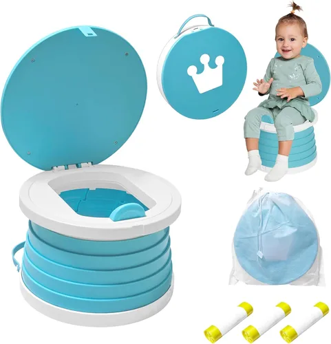 Miniatura 12 de Orinal portátil para viajes de niños pequeños, silla de entrenamiento para ir al baño con bolsa de viaje, inodoro de entrenamiento para ir al aire