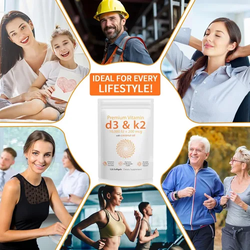 Miniatura 3 de Daiasns Vitamina D3 K2 10000iu apoya la salud muscular y cerebral - Suplemento D3 K2 de alta potencia que ayuda en el apoyo inmunológico
