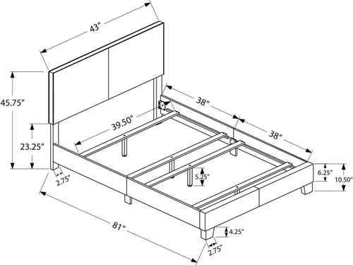 Miniatura 4 de Monarch specialties , Cama, aspecto de cuero, plata, individual plateado