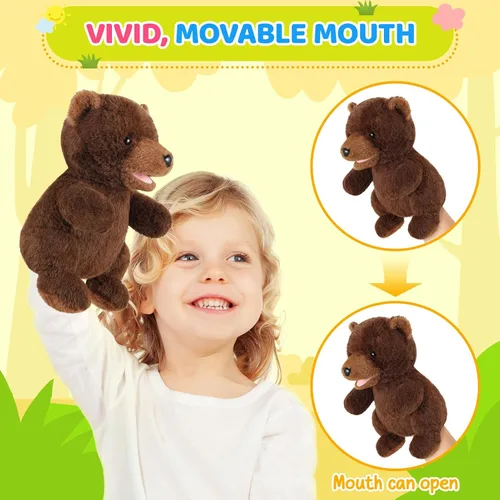 Miniatura 4 de Marionetas de Mano de Animales de 11 Pulgadas Safari Selva Zoológico Bosque Títere Selva Tropical Pastizales Animales Juego de Roles para Niños