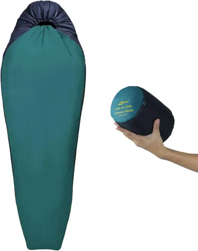 Saco de dormir de 1.25 libras, 68°F-48°F ligero para adultos, saco de dormir para mochilero de verano, bolsa aislante plegable compacta para momia y