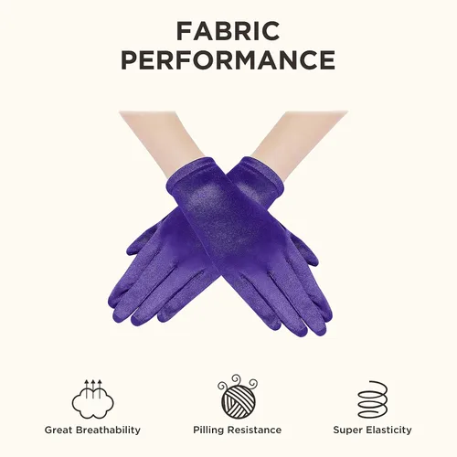 Miniatura 4 de BABEYOND - Guantes cortos de satén para mujer - Guantes de seda para ópera, boda, nupcial, fiesta de té, banquete, disfraz de los años 20