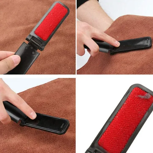 Miniatura 8 de GARASANI Paquete de 3 cepillos de plástico portátiles y plegables para ropa, removedor de pelo de mascotas, herramienta de limpieza manual para Negro