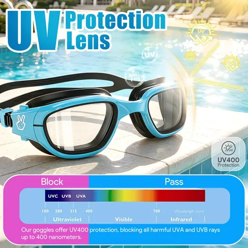 Miniatura 2 de Vvinca Gafas de natación para niños, gafas de natación para niños pequeños de 3 a 14 años, protección UV antivaho sin fugas, gafas de piscina
