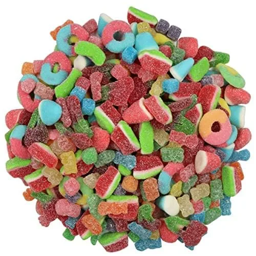 Miniatura 4 de Surtido de caramelos de gomitas ácidas a granel de 2 libras – Formas para niños, cubos, rebanadas de sandía, osos, cerezas gemelas, rodajas de mango