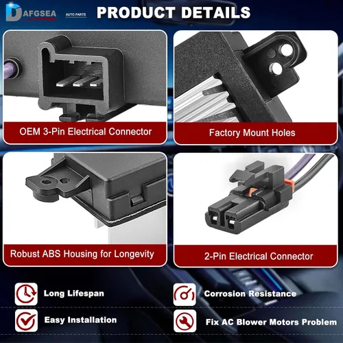 Miniatura 5 de Módulo de control de ventilador AC Resistencia del motor del ventilador para 2003-2007 Chevy Silverado Avalanche Suburban Tahoe, GMC Envoy Sierra