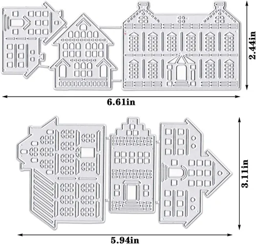 Miniatura 2 de Hying 2 troqueles de fondo de Navidad para hacer tarjetas, troqueles de corte de edificios de Navidad para álbumes de recortes, papel