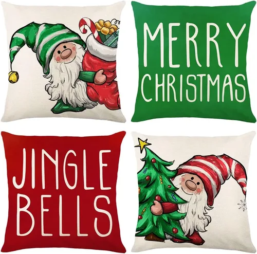 Miniatura 14 de OTOSTAR Juego de 4 fundas de almohada de Navidad de 45.7 x 45.7 cm, decoración navideña de granja, fundas de almohada de Navidad Joy Xmas Tree Let