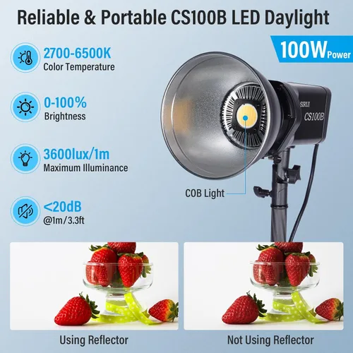Miniatura 2 de SIRUI CS100B 100W bicolor LED luz de video, 2700K-6500K luz diurna iluminación continua, CRI 96, TLCI 98 3600Lux/m, montaje Bowens, control APP 12