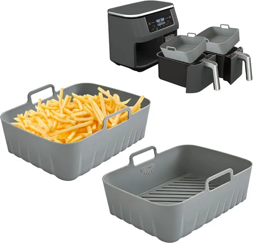 Miniatura 10 de Golden Associate Forros cuadrados de silicona para freidora de aire de 8 a 8.5 pulgadas, 2 unidades, antiadherentes, de grado alimenticio