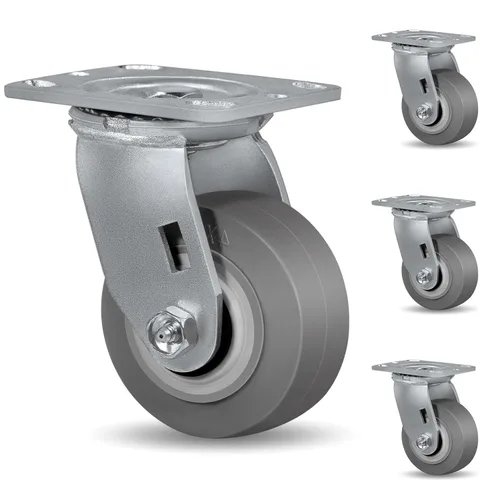Miniatura 30 de Ruedas giratorias de alta resistencia 4x2, ruedas industriales, ruedas de goma (banda de rodadura plana), juego de 1 con capacidad de hasta 450