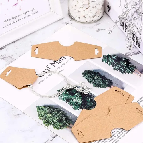Miniatura 7 de 200 tarjetas de exhibición de pulseras con adhesivo, collar y llavero, tarjetas de exhibición, gargantilla, tarjetero de papel Kraft, etiquetas