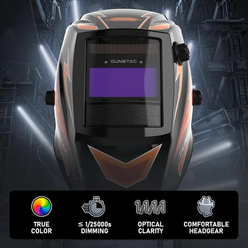 Miniatura 4 de Sunstac Casco de soldadura de claridad óptica 1/1/1/1, color verdadero, oscurecimiento automático, capucha de soldadura de sombra ancha 4/9-13