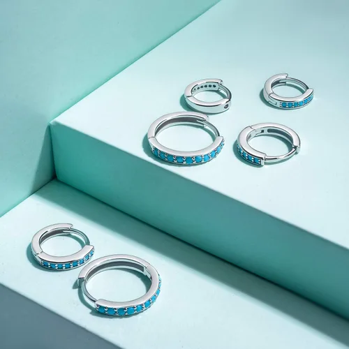 Miniatura 7 de NOKMIT 3 pares de mini aretes de aro turquesa para cartílago para mujer, 8100.472 in (turquesacirconia cúbica)