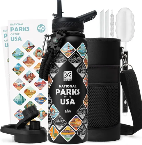 Miniatura 123 de DYSANKY Botella de agua aislada de 32 onzas, metal al vacío de acero inoxidable grueso, jarra de agua deportiva portátil para gimnasio y senderismo