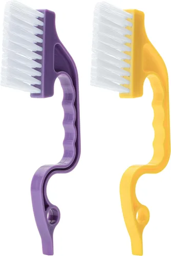 Miniatura 11 de Slick- Cepillo de limpieza de riel de ventana, paquete de 2, mango ergonómico naranja/verde, raspador integrado, multiusos, herramientas de limpieza