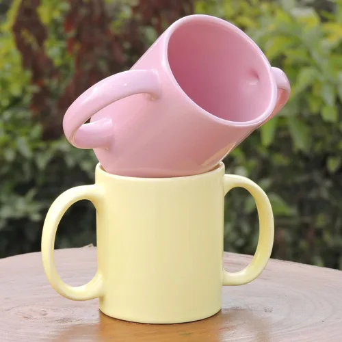 Miniatura 3 de HealthGoodsIn Juego de 2 tazas de doble asa (taza de doble agarre) para una sujeción segura, 11.83 onzas líquidas (color pastel)