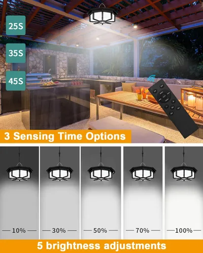 Miniatura 4 de AEQ Luz Solar para Cobertizo Interior Exterior 288LED Iluminación 360° Luces Solares que Funcionan de Día con Control Remoto, Luces Solares