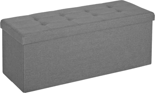 Miniatura 10 de ZenStyle Banco otomano de almacenamiento de 43 pulgadas, reposapiés plegable con asiento acolchado, baúl de almacenamiento largo para zapatos