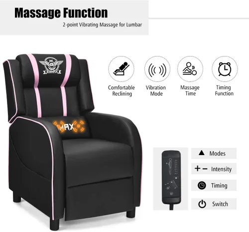 Miniatura 7 de POWERSTONE Silla reclinable para juegos, sillas reclinables para adultos, sofá ergonómico de cuero con reposapiés, soporte lumbar, reposacabezas