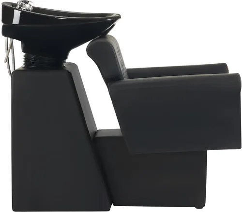 Miniatura 7 de BarberPub Silla de estación de champú negra para estilista, champú retrolavado de cerámica y juego de sillas para salón, salón en casa, barbería 9104