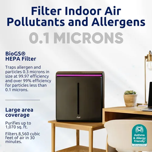 Miniatura 2 de Rabbit Air, A3 SPA-1000N Purificadores de aire para el hogar, purificador de aire HEPA ultra silencioso, purificadores de aire de montaje en pared
