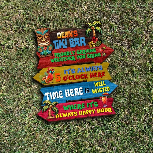 Miniatura 4 de THUYPT Cartel personalizado con reglas Tiki para bar Tiki, decoración de madera Tiki con patrón Tiki Totem, decoración tropical para playa impresa