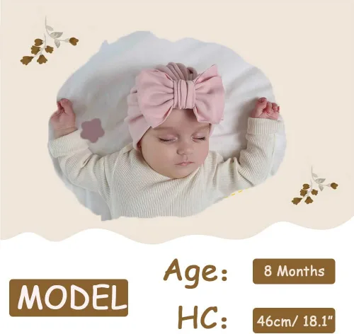Miniatura 6 de Peecabe Gorro de hospital de algodón para recién nacido, gorro de bebé con lazo, para primavera, verano, 0-36 meses