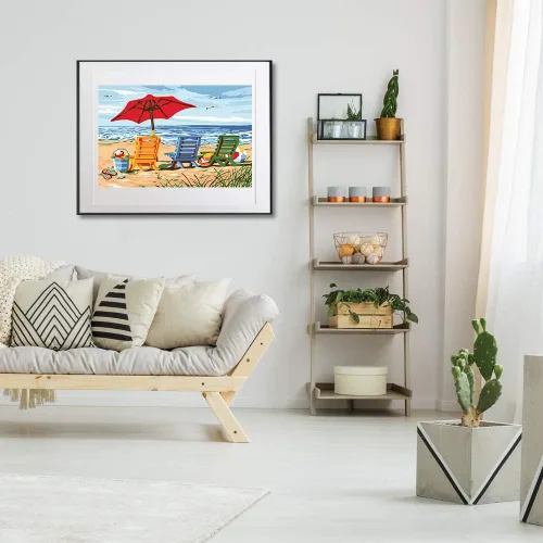 Miniatura 4 de Ginkko Kit de Pintura por Números para Adultos, Lienzo enmarcado de 12x16 pulgadas de Playa, Pinturas acrílicas no tóxicas y pinceles, Regalo