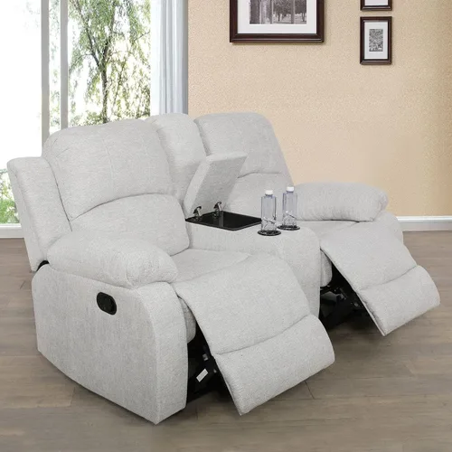 Miniatura 28 de Juego de sala de Estar reclinable de 3 piezas, juego de sofá reclinable Manual para conjunto de muebles de sala de Estar, con consola de Gris oscuro