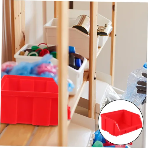 Miniatura 6 de DOITOOL Cajas de cajas de plástico con tapas, cubos de almacenamiento pequeños, cubos de almacenamiento apilables montados en la pared rojos