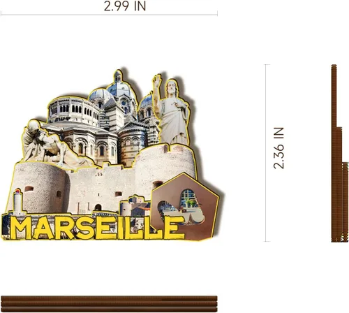 Miniatura 3 de Imán de madera de Marsella de Francia 3D para nevera, recuerdos coleccionables, decoración hecha a mano, artesanías 2
