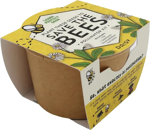 Miniatura 7 de BUZZY Seeds Save The Bees Grow Kit, 12 mini macetas biodegradables con paquetes de semillas de flores silvestres, juego de iniciación de plantación