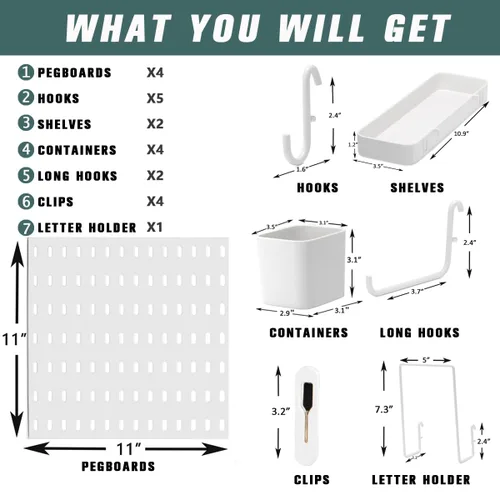 Miniatura 2 de Juego de combinación de tableros de clavijas para organizador de pared, kits de tableros de clavijas montados en pared para cocina, dormitorio