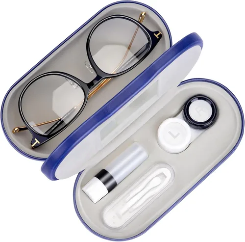 Miniatura 10 de Muf - Estuche portátil 2 en 1 para lentes y lentes de contacto, diseño de doble uso, a prueba de fugas, pinzas y botella con solución incluidas