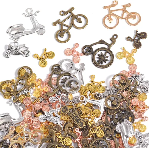 Miniatura 21 de stino - Abalorios de metal para hacer joyas 100 gramos, lote de adornos tibetanos en plata y bañados en oro para hacer joyas de collar, aretes