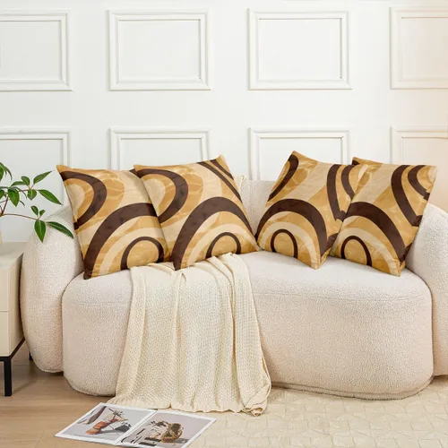 Miniatura 7 de Paquete de 4 fundas de almohada decorativas geométricas, juego de fundas de cojín cuadradas geométricas para sofá, dormitorio, sala de estar, línea