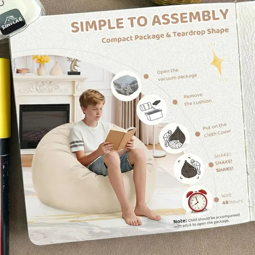 Miniatura 5 de Silla de Puf de 2 pies, Sillas de Puf Cómodas con Relleno de Espuma Viscoelástica, Sofá de Puf Esponjoso con Cubierta de Terciopelo Holandés, Sillas