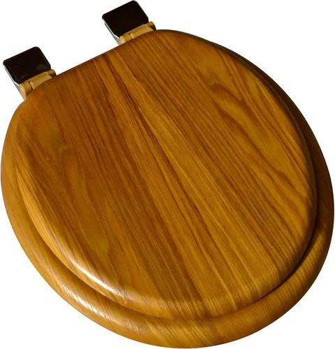 Miniatura 11 de 5Q1E1-17BR - Asiento de inodoro de madera natural con acabado decorativo, incluye bisagra Vari-Adjust Lok-Down R'N'C, alargado, roble claro