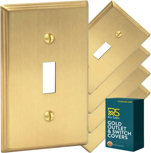 Miniatura 21 de Rio Salto BRASS - Placa de pared moderna de metal dorado para interruptor de luz o cubierta de enchufe, placa de pared para receptáculo individual
